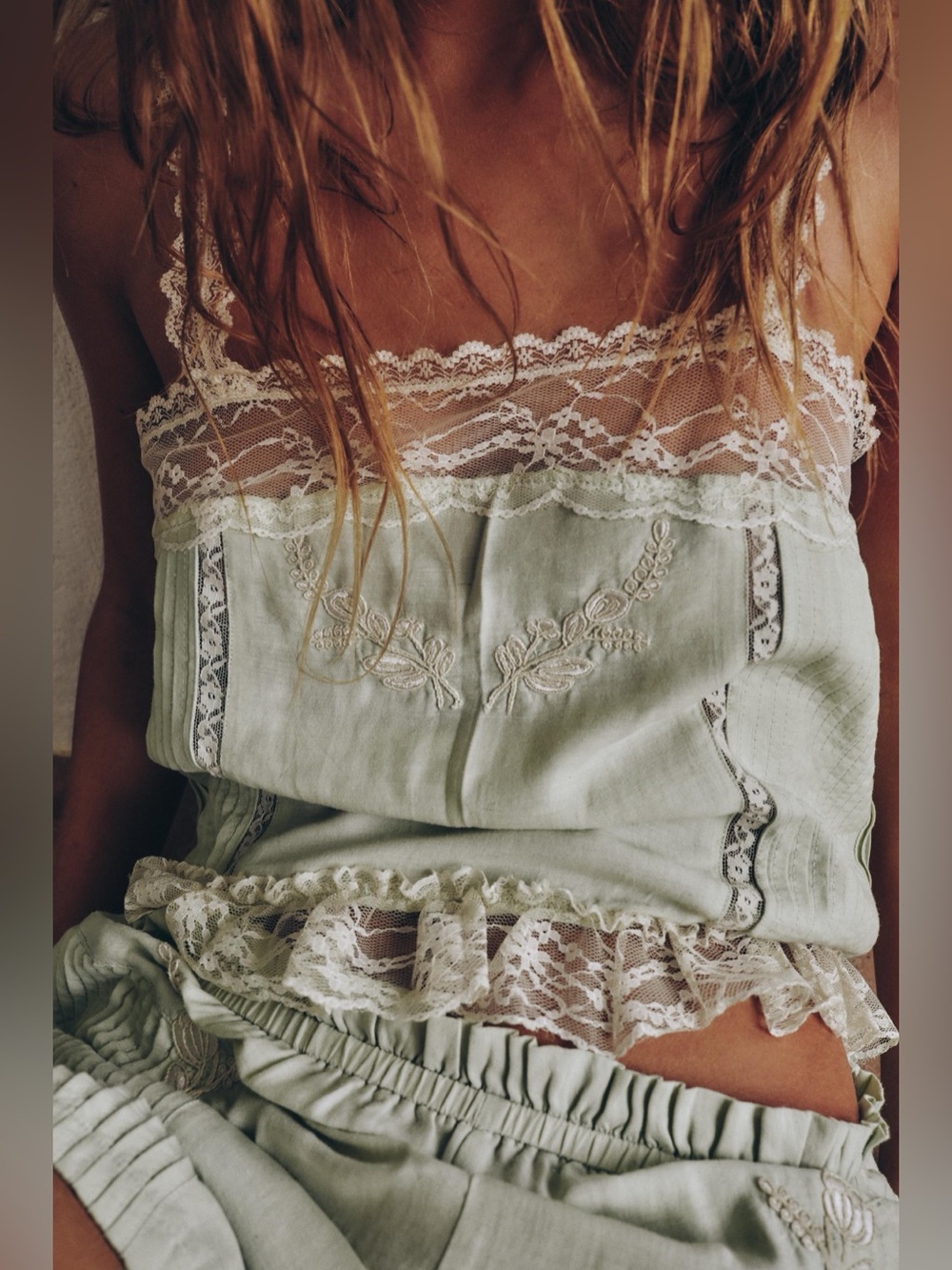 ZARA Lace-Trim Embroidered Camisole